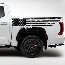 Par Toyota Tundra Bed Side Guardabarros trasero Bandera de EE. UU. Destruido Grange Stripes Vinilo Pegatinas Calcomanía
 3