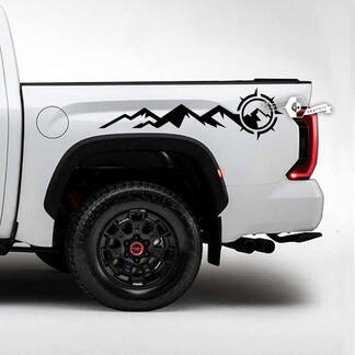 Par Toyota Tundra Bed Side Rear Fender Mountains Compass Side Stripes Vinilo Pegatinas Calcomanía
