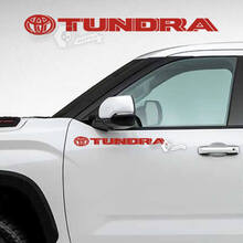 Par de pegatinas de vinilo con rayas laterales y logotipo de puertas de Toyota Tundra
 3