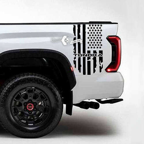 Juego de vinilos para el lateral de la cama con bandera de EE. UU. envejecida para Toyota Tundra