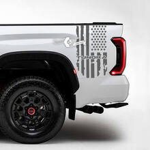 Juego de vinilos para el lateral de la cama con bandera de EE. UU. envejecida para Toyota Tundra_2