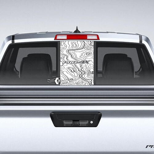 Adhesivo de vinilo para ventana trasera estilo topográfico Pro-4X para Nissan Frontier