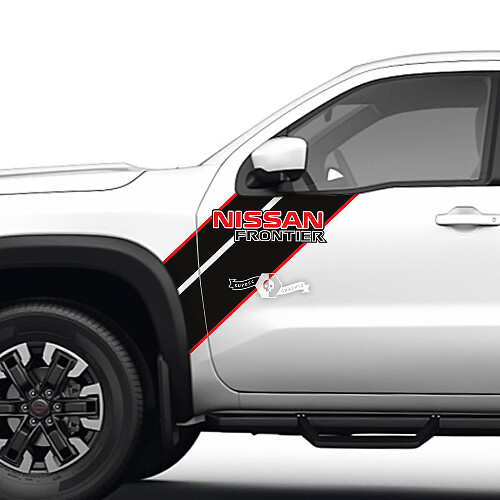 Par de puertas, guardabarros delantero, logotipo de Frontier, pegatinas de vinilo a rayas, gráficos, 2 colores
