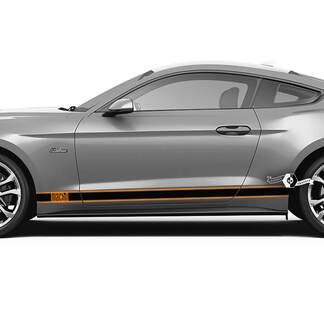 Par Ford Mustang Mach Retro Rocker Calcomanía Vinilo Etiqueta Coche Vehículo Shelby Sport Racing Stripe Trim 2 colores
 1