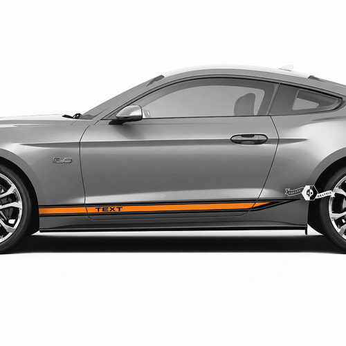 Texto Par de franjas laterales en naranja para paneles laterales Vinilo adhesivo para Ford Mustang 2016-2023