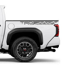 Kit de calcomanías de vinilo con franjas laterales estilo montaña TRD para cama de Toyota Tacoma_2