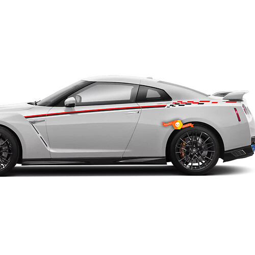 Par Nissan Skyline GTR R35 Nismo inspirado R Tune puerta cuerpo raya pegatina kit de calcomanías 3 colores
