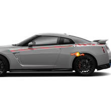 Par Nissan Skyline GTR R35 Nismo inspirado R Tune puerta cuerpo raya pegatina kit de calcomanías 2 colores
 2