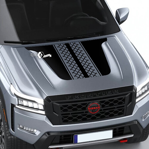 Nissan Frontier S SV Pro-4x Calcomanía para capó, vinilo, pista de neumáticos, calcomanías gráficas opacas duales todoterreno
