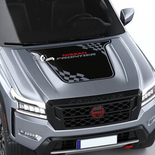 Calcomanía para capó Nissan Frontier S SV Pro-4x, vinilo con bandera a cuadros, calcomanías gráficas opacas todoterreno, pegatina en 2 colores
