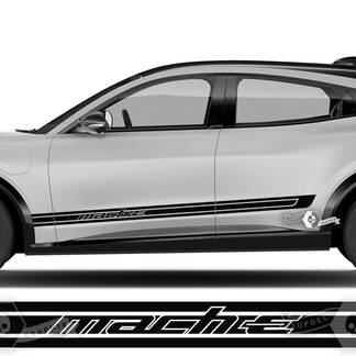 Par Ford Mustang MACH-E MACH E Rocker Panel Logo Contorno Rayas Puerta lateral Calcomanías de vinilo
