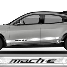 Par Ford Mustang MACH-E MACH E Rocker Panel Logo Contorno Rayas Puerta lateral Calcomanías de vinilo 2 colores
 2
