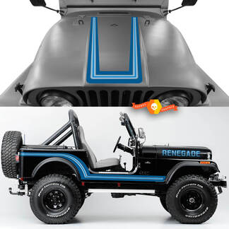 Kit de capó, panel basculante lateral, guardabarros delantero y trasero, Jeep Renegade CJ7, calcomanías de vinilo, gráficos, elegir colores
 1