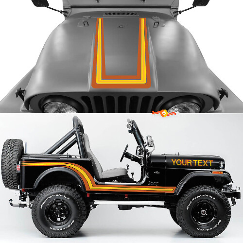 Kit de Vinilos con Rayas Laterales y en el Capó de Estilo Vintage para Jeep CJ7 1984-1986