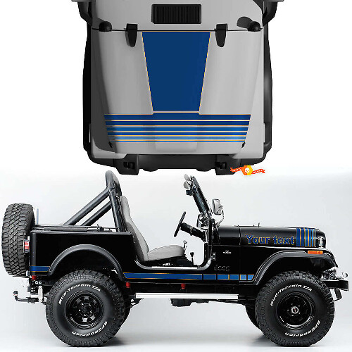 Kit de Vinilo con Rayas Laterales y en el Capó de Estilo Vintage para Jeep CJ7 Renegade 1984-1986