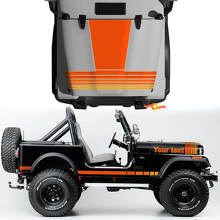 Kit de Calcomanías Vinílicas Laterales de Capó con Rayas Anchas Vintage 2 para Jeep Renegade CJ7_2