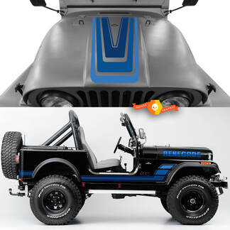 Kit de capó, panel basculante lateral, guardabarros delantero y trasero, calcomanías gráficas de vinilo para Jeep Renegade CJ7, elija colores
