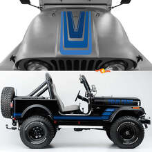 Kit de calcomanías de vinilo vintage con franjas laterales para capó para Jeep Renegade CJ7_2