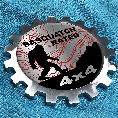 Emblema de placa de engranajes de aluminio 4x4 Sasquatch Rated para Jeep