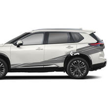 Par Nissan Rogue puerta lateral panel basculante guardabarros trasero rayas pegatina vinilo gráfico
 3