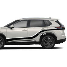 Kit de adhesivos de vinilo con franjas laterales curvas dobles para Nissan Rogue_2