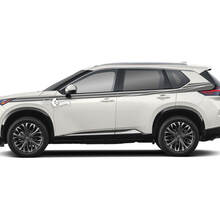 Par Nissan Rogue guardabarros delantero puerta lateral hacia arriba guardabarros trasero rayas dobles pegatina vinilo gráfico
 2