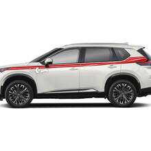 Par Nissan Rogue guardabarros delantero puerta lateral hacia arriba guardabarros trasero rayas dobles pegatina vinilo gráfico
 3