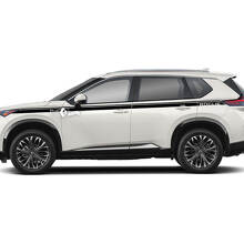 Par Nissan Rogue guardabarros delantero puerta lateral hacia arriba guardabarros trasero logotipo rayas pegatina calcomanía vinilo gráfico
 3