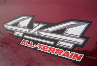 Custom 4x4 All-Terrain Truck ATV 4wd Insignia Calcomanía Emblema Par