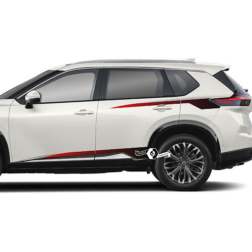 Par Nissan Rogue puertas laterales guardabarros trasero Panel basculante pegatina a rayas vinilo gráfico degradado
