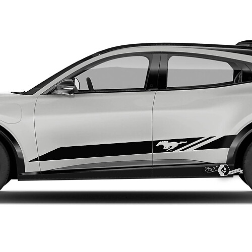Calcomanía de franjas con logo para paneles laterales de puerta para Ford Mustang Mach-E