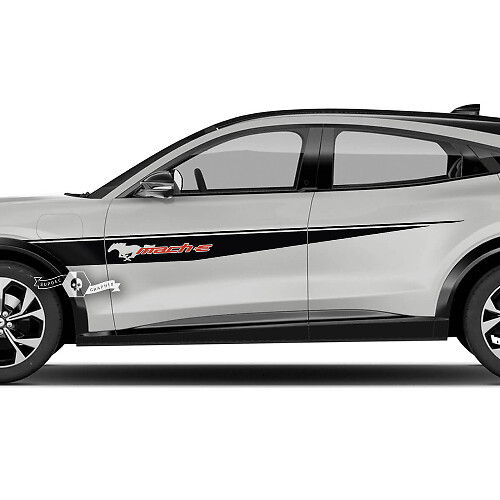 Par Ford Mustang MACH-E MACH E Guardabarros delantero Línea superior Rayas Puerta lateral Logotipo Calcomanía pegatinas de vinilo 2 colores
