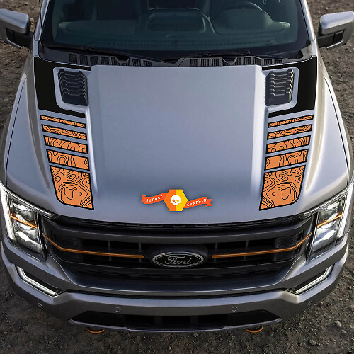 Musclecar truck Tremor Pickup Hood Gráficos Mapa topográfico Musclecar Vinilo Pegatinas Calcomanías 2 colores
