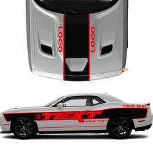 Kit de calcomanías de vinilo con texto personalizado y franjas laterales y capó para Dodge Challenger_2