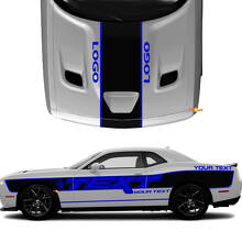 Kit de calcomanías de vinilo con texto personalizado y franjas laterales y capó para Dodge Challenger_3