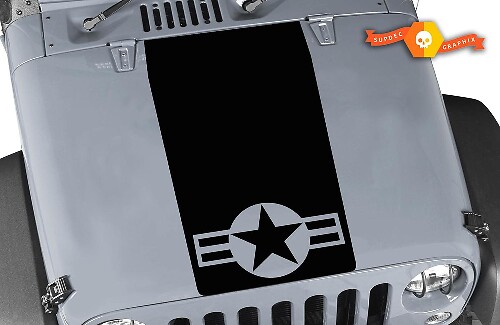 Vinilo adhesivo de capó Blackout con estrella de USAF para Jeep Wrangler TJ LJ JK Unlimited