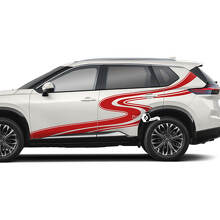 Par Nissan Rogue puerta lateral guardabarros trasero rayas camino sinuoso pegatina calcomanía vinilo gráfico
 2