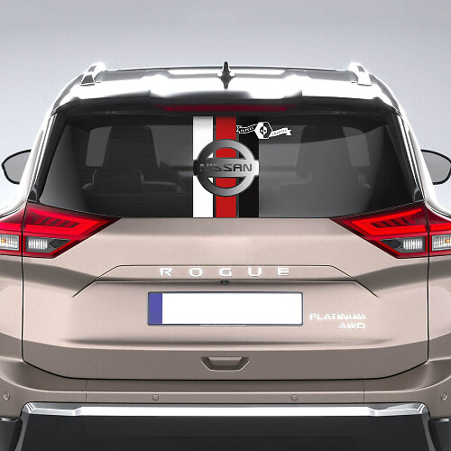 Calcomanía de ventana trasera para Nissan Rogue Vinilo Adhesivo Gráfico Tri colores Rayas

