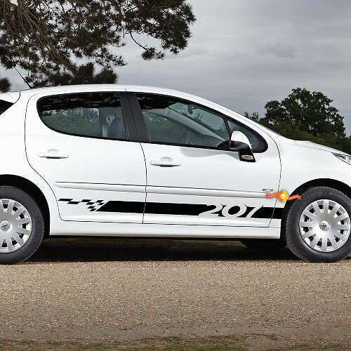 Adhesivo faldón lateral PEUGEOT 207 Autocollant Rayas laterales
