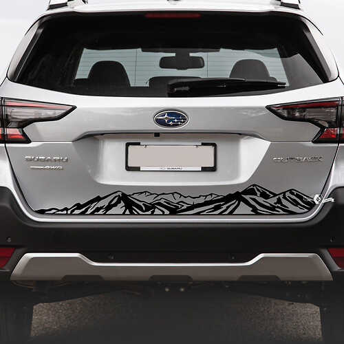 Suba Outback parachoques trasero montañas vinilo adhesivo gráfico
