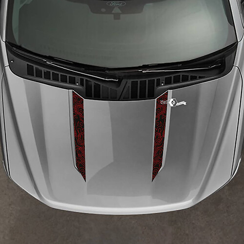 Calcomanías de vinilo con líneas topográficas para capó de Musclecar F150