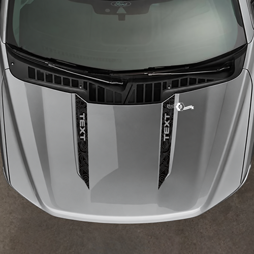 Juego de lanzas grises topográficas para capó Pegatina de vinilo para capó para Ford F-150 2021-2024