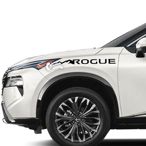 Gráfico de calcomanía de vinilo lateral del capó de las Montañas Rogue de Nissan
