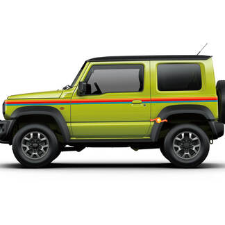 2X Suzuki JIMNY tres rayas de color puertas laterales calcomanías gráficas
