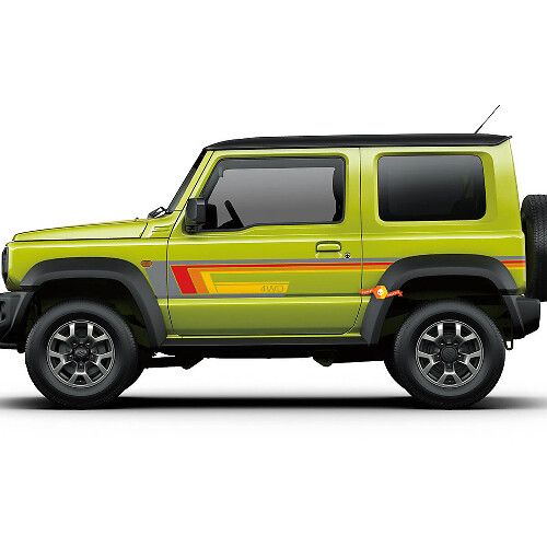 Kit de calcomanías laterales de vinilo con franjas vintage 4WD para Suzuki Jimny 4WD