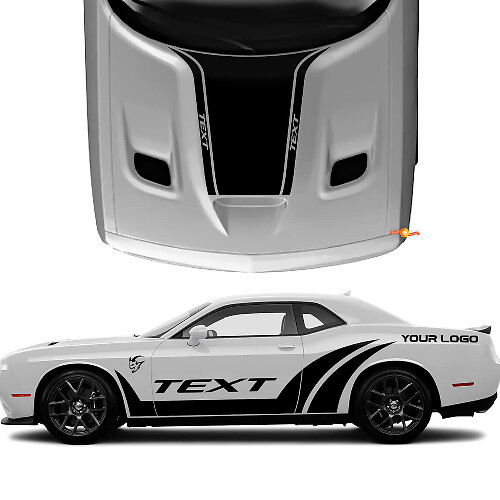 Kit de vinilos personalizados en estilo SRT para franjas laterales y capó para Dodge Challenger