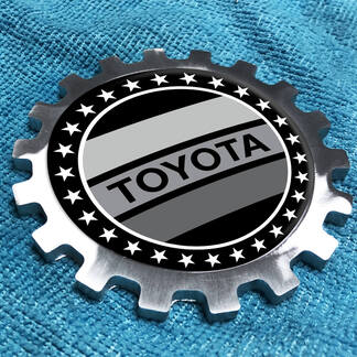 Insignia de aluminio de Metal Vintage gris Toyota, emblema de engranaje de cabecera de aluminio
 1