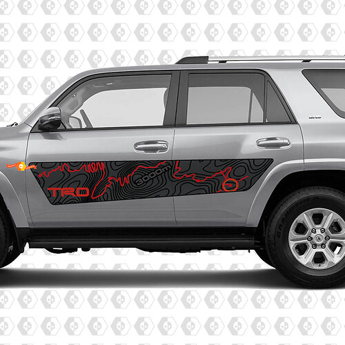 Adhesivo de vinilo con mapa topográfico y ruta de carretera para Toyota 4Runner