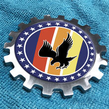 Logotipo Vintage de águila calva, insignia de Metal de aluminio, emblema de engranaje de cabecera de aluminio
 3