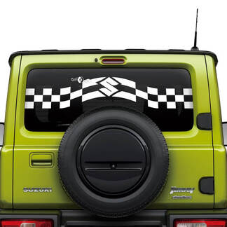 Suzuki JIMNY ventana trasera rayas bandera a cuadros calcomanía gráficos
